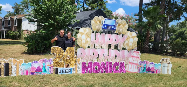 Big birthday yard display for a front-yard surprise
